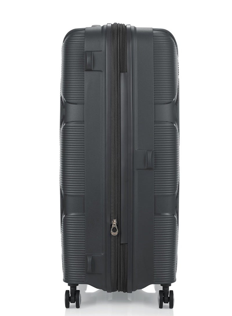 AMERICAN TOURISTER Instagon Suitcase, Check-In Size 81 cm / 30 inch, 4 Double Wheels, Hard Top, Polypropylene, Dark Grey|DuoSaf™ Security Zipper|TSA 008 Lock|Optimov™ Shock Absorbing Wheels|Expandable - 3 Years International Warranty - Image 2